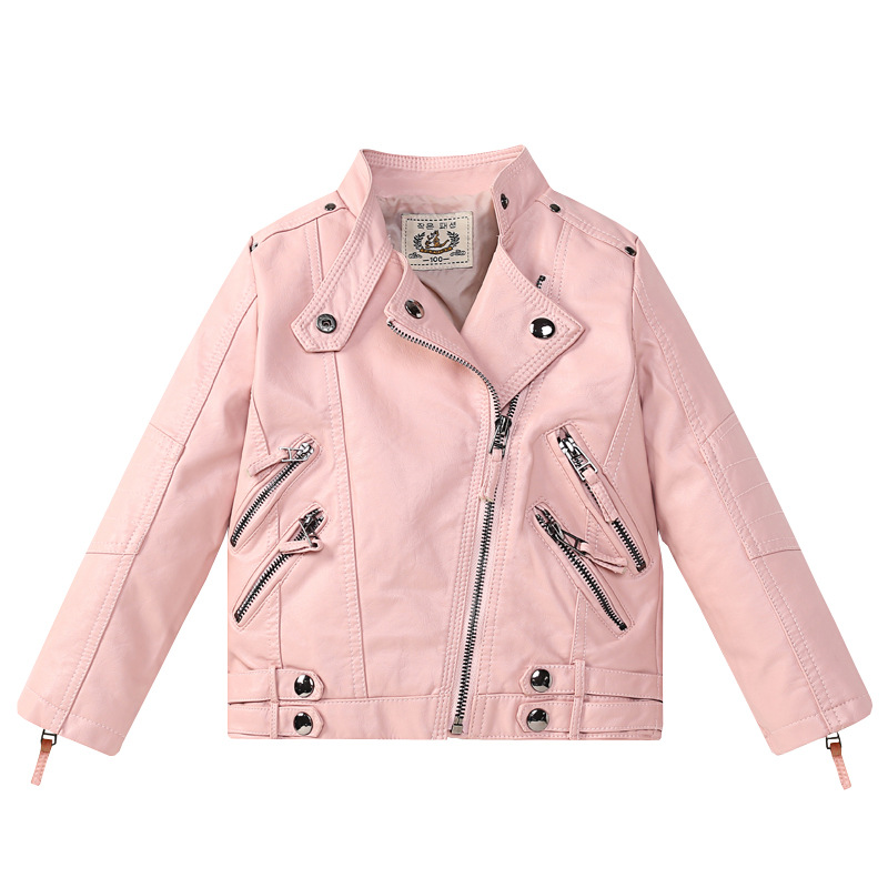 Jaket Kulit PU Anak Perempuan  - Streetwear Brand Red Logo ulasan dan harga