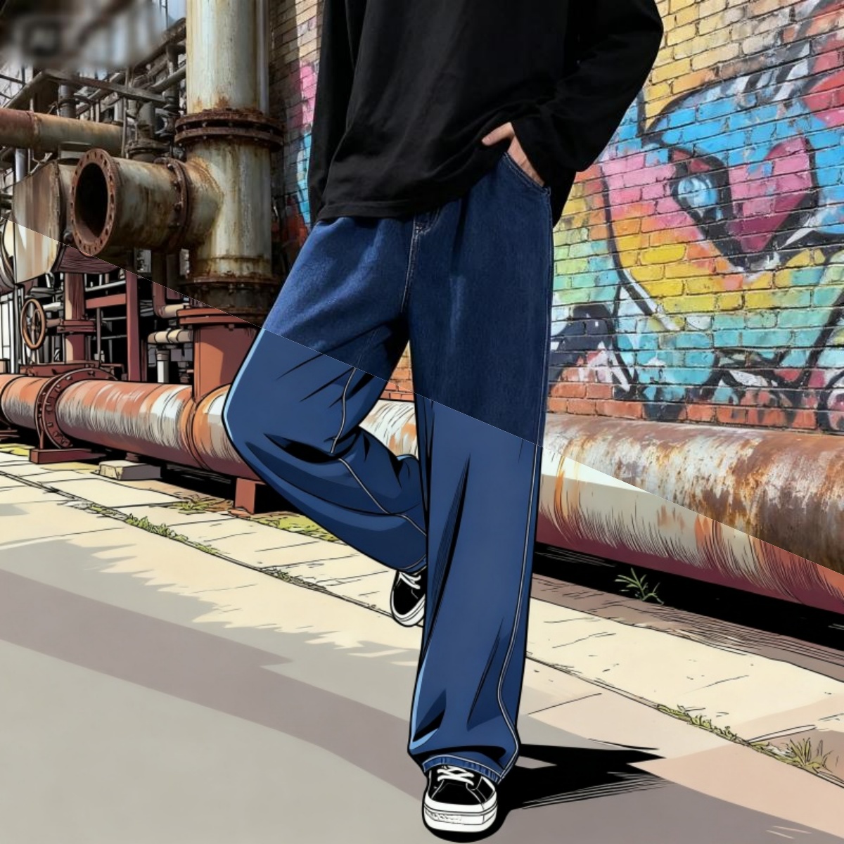 Celana Jeans Pria Kasual Longg - Streetwear Brand Denim ulasan dan harga